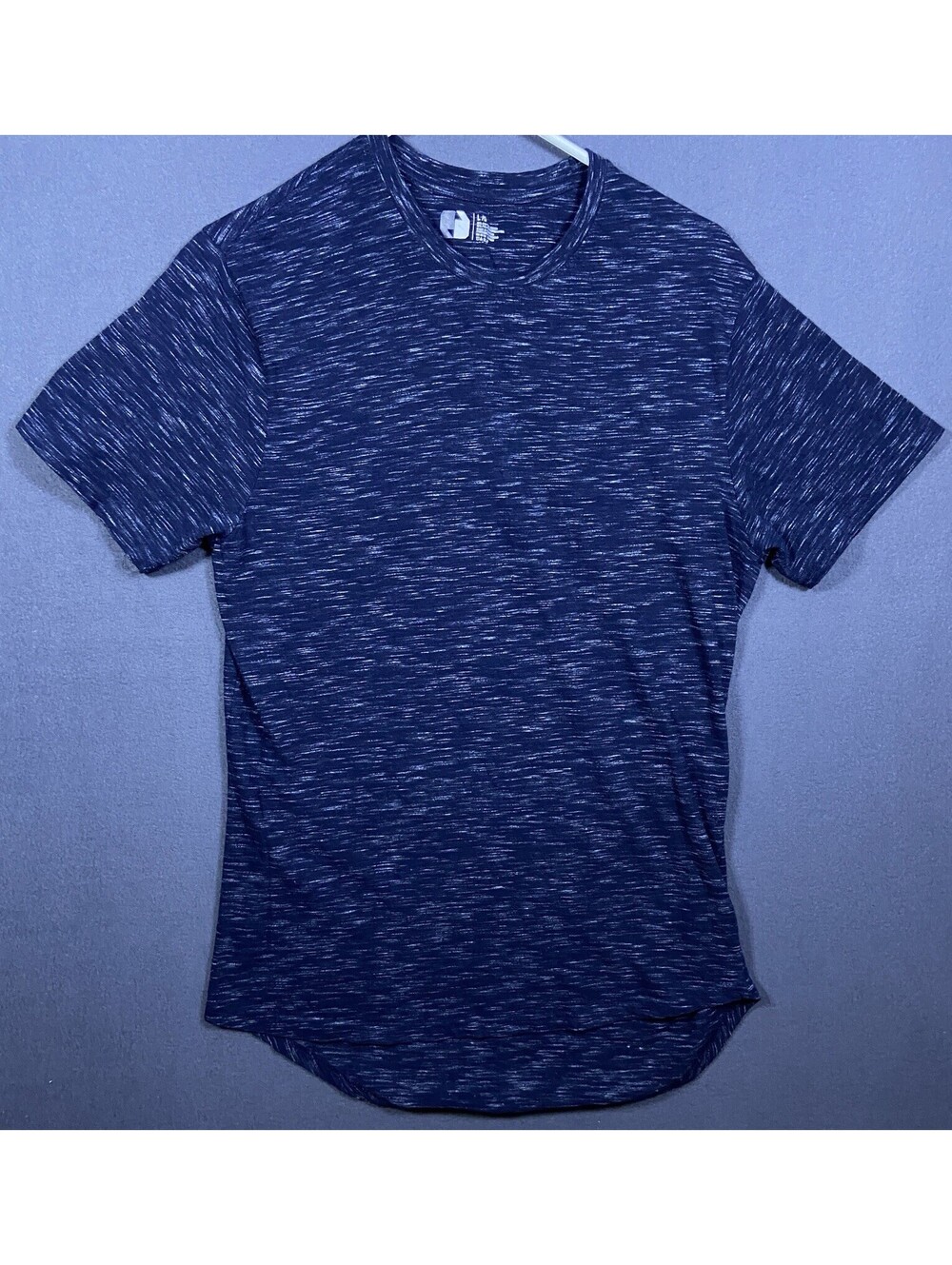 CSG Mens L Fits M Heather Blue Short Sleeve 100% Cotton Crewneck T-Shirt Basic
